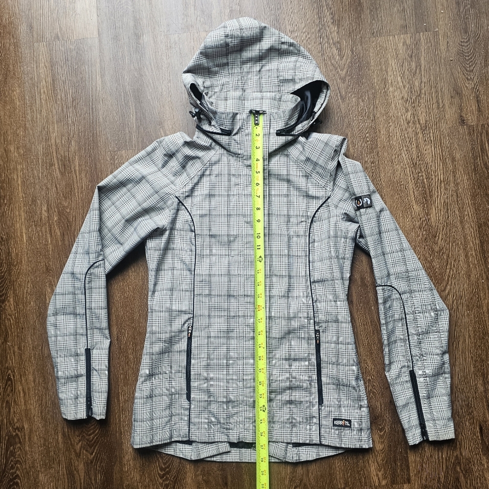 Kerrits Womens S Coat Jacket Grey Plaid Tuck In Hood Equestrian waterproof - Picture 7 of 8